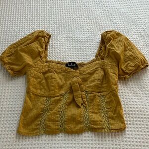 NWOT Lulus Yellow Tie-Front Top